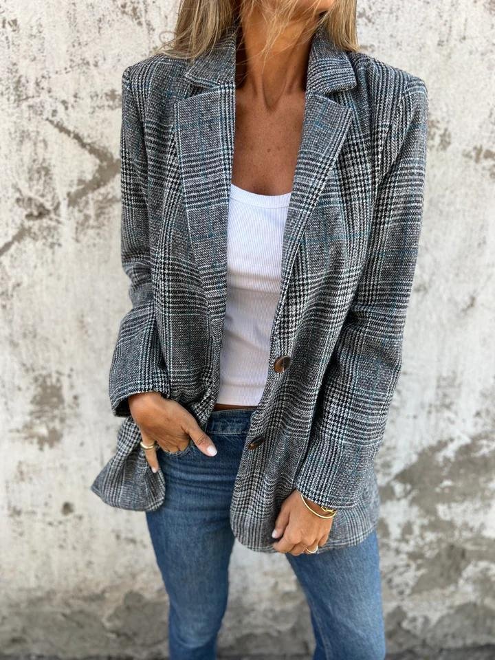 Kyra | Casual geruite blazer met revers