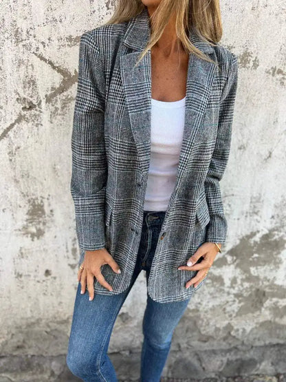 Kyra | Casual geruite blazer met revers